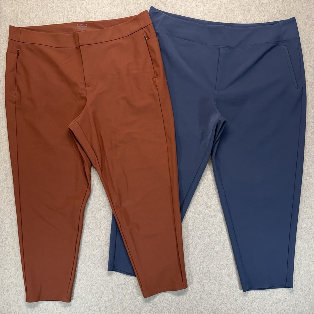 Athleta Stellar‎ Skinny Trouser Pants Lot of 2 Womens Size 22 Blue Rust Stretch